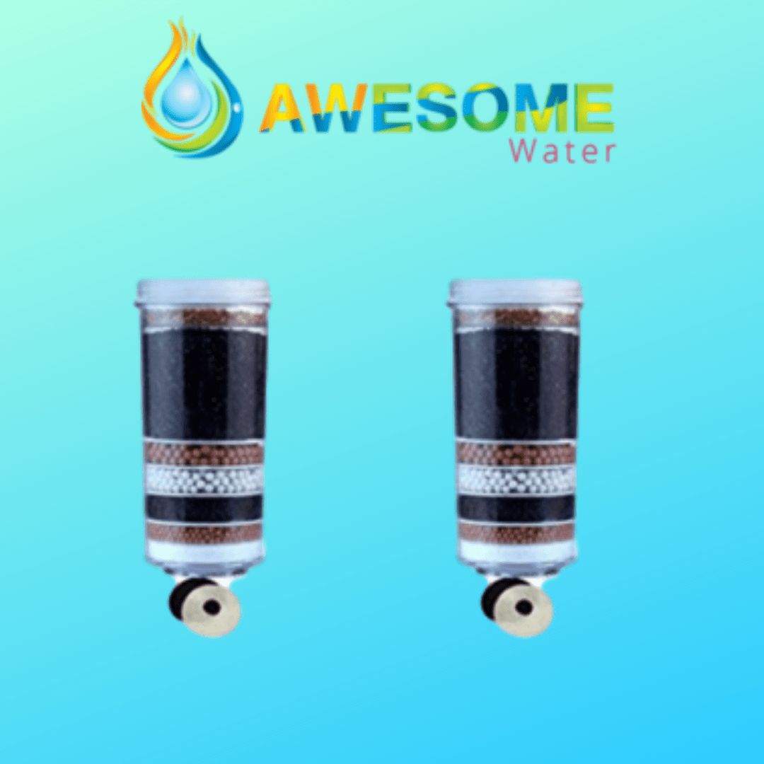 AWESOME WATER® FILTER - 8 Stage Filter - Premium, 2 Pack + 20L Filtration Bottle Upgrade Kit & COOLER LOVERS Cleaning Spray