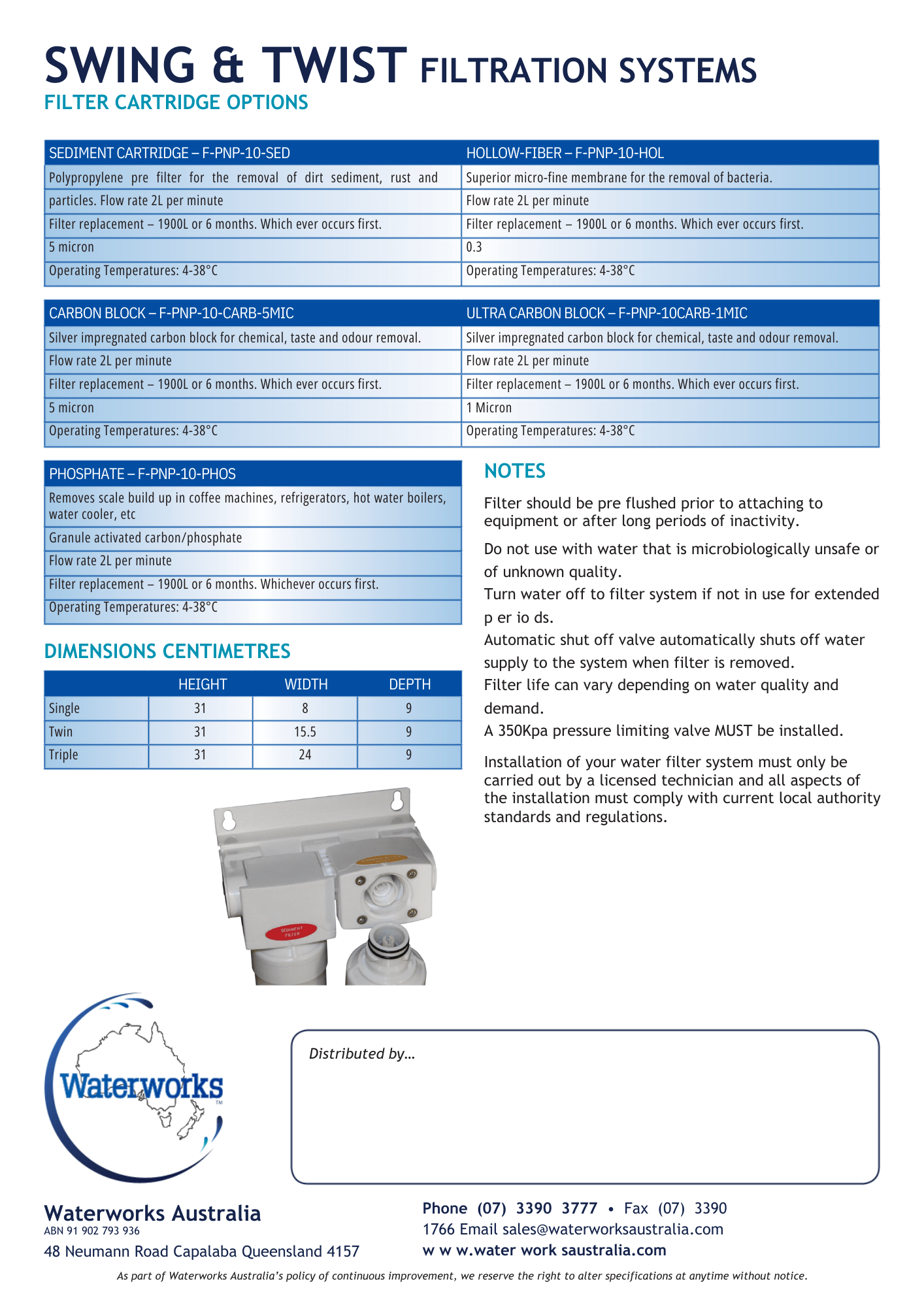 WATERWORKS™ - PNP (Swing & Twist) mains pressure filter - (replacement filter only) - Awesome Water®