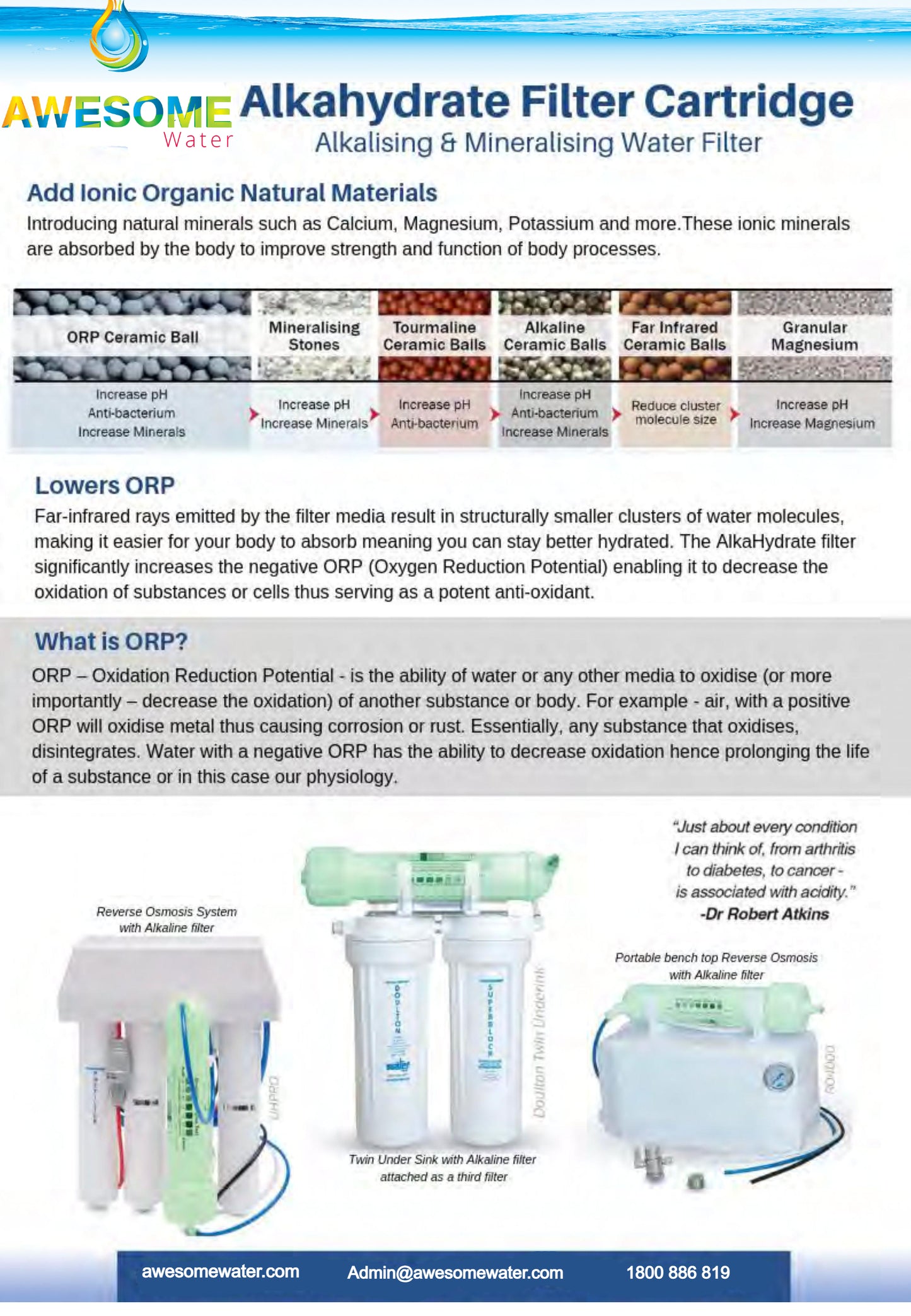 AWESOME WATER® - Alkahydrate Alkaliser Filter (Inline) - Awesome Water®