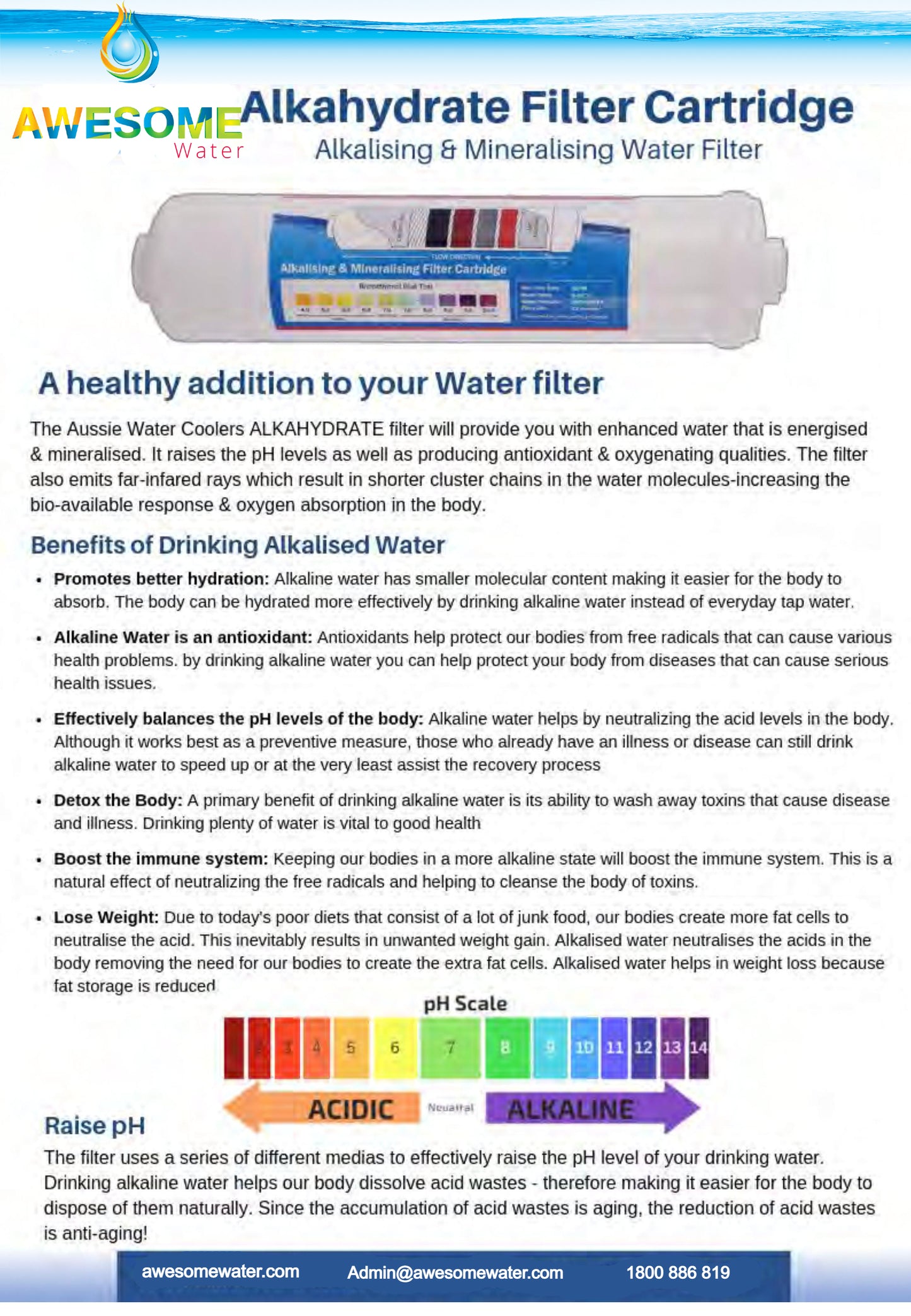 AWESOME WATER® - Alkahydrate Alkaliser Filter (Inline) - Awesome Water®