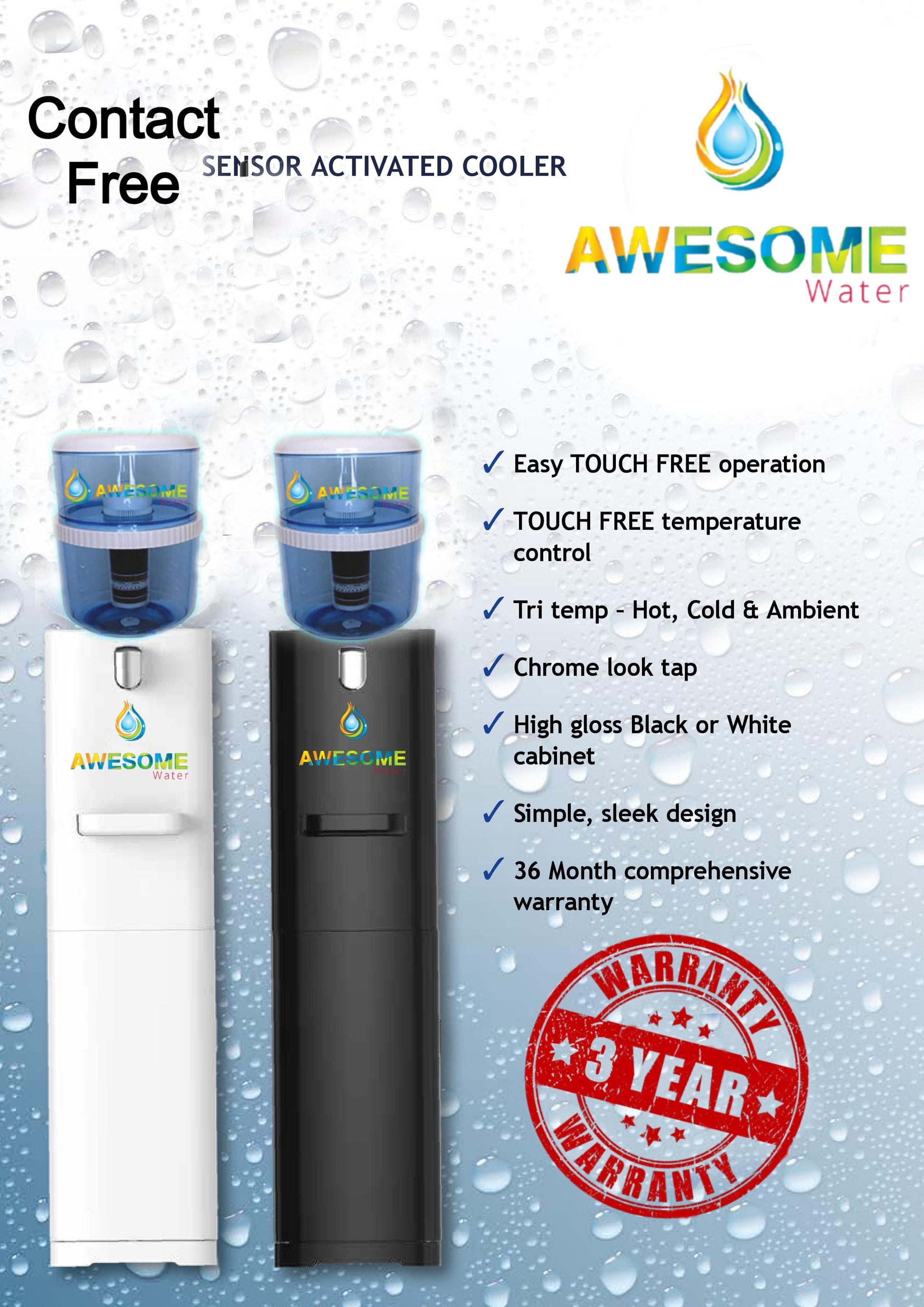 AWESOME WATER® - CONTACT FREE - FLOOR STANDING WATER DISPENSER - Awesome Water®