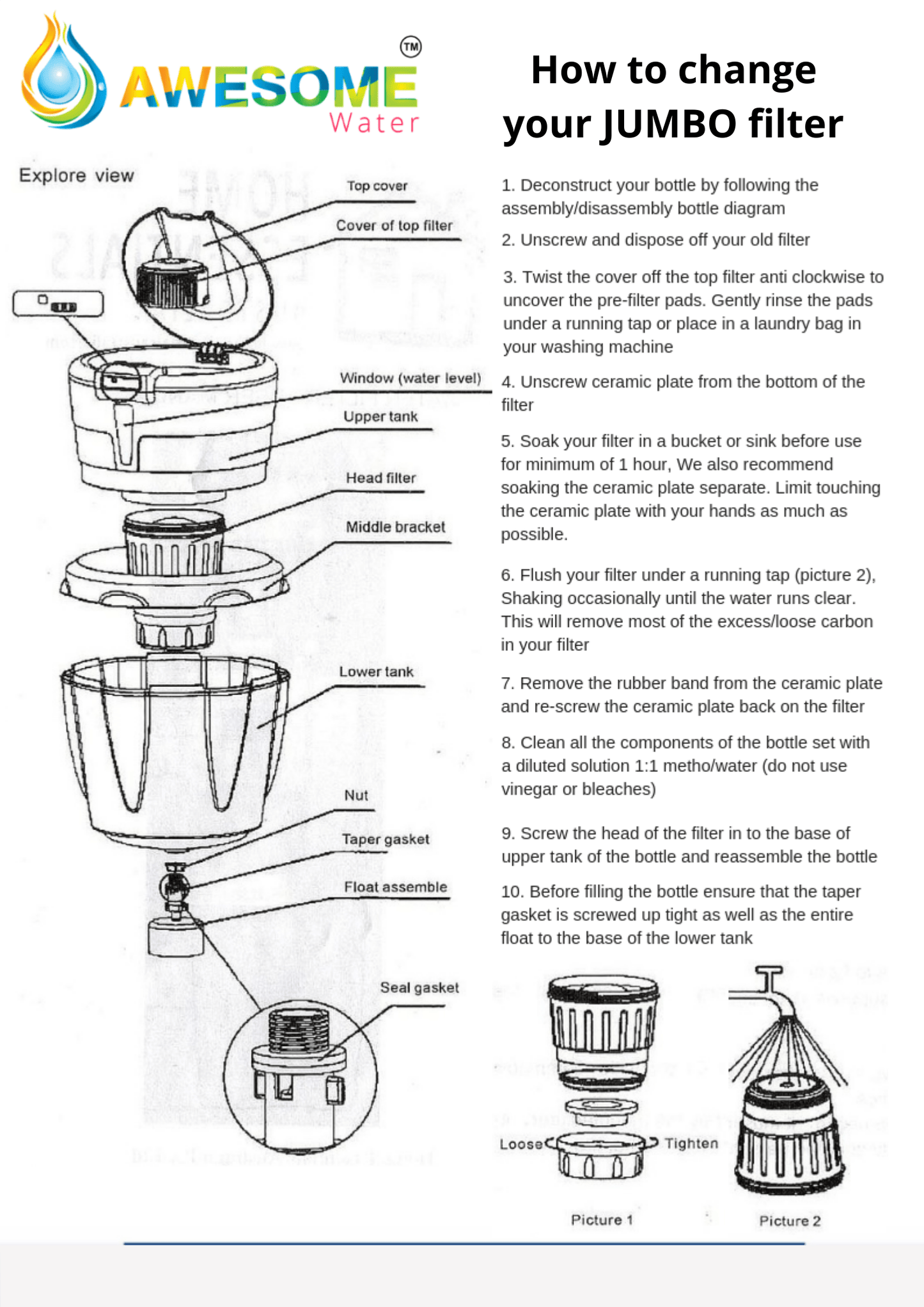 AWESOME WATER® FILTER - Jumbo Filter With Algae Shield - Awesome Water®