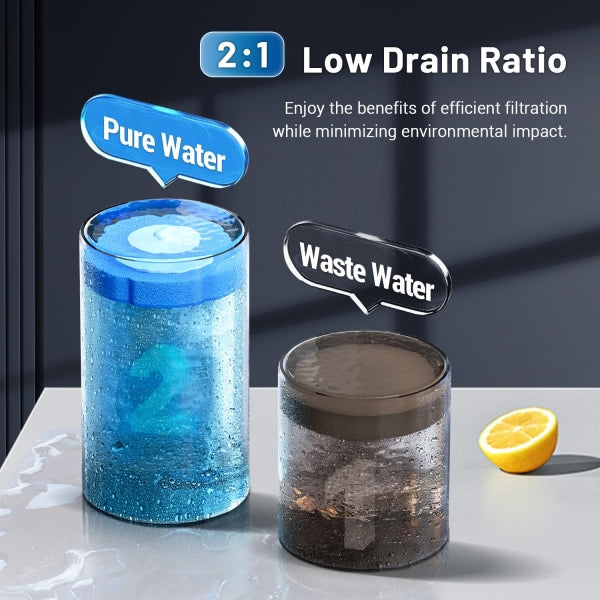 Tankless RO System 2:1 Low Drain Ratio