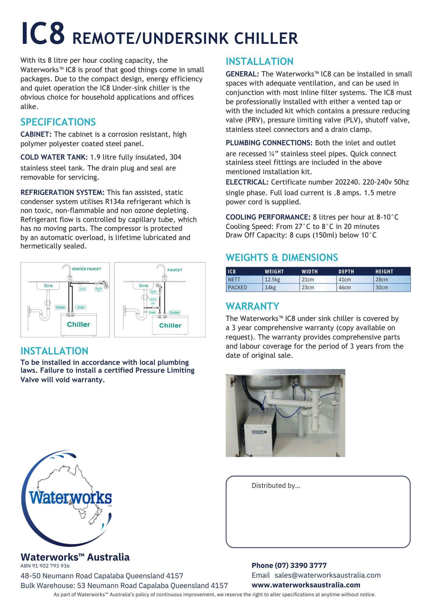 WATERWORKS™ - IC8 Under-sink or Remote Chiller - Awesome Water