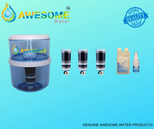AWESOME WATER® FILTER - 8 Stage Filter - Premium, Buy 3 Bundle Pack + 20L Filtration Bottle Upgrade Kit & COOLER LOVERS Cleaning Bundle