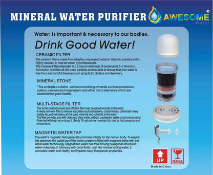 AWESOME WATER® - 14L Benchtop 8 Stage Water Filter Purifier Carbon Stone Ceramic Dispenser