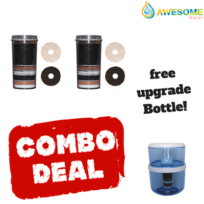 AWESOME WATER® FILTER - 8 Stage Filter - Premium, 2 Pack + 20L Filtration Bottle Upgrade Kit - Awesome Water®