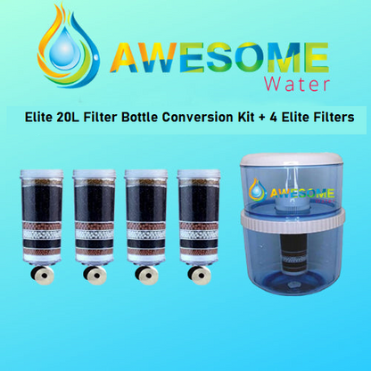 AWESOME WATER® FILTER - Elite Premium Filter, Buy 4 Bundle Pack + Elite 20L Bottle Upgrade Kit - Awesome Water