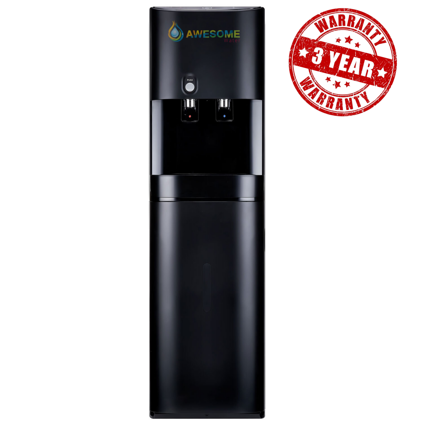 ELITE - BLACK - AUTO FILL (POU) - HOT & COLD - FLOOR STANDING WATER DISPENSER - Awesome Water